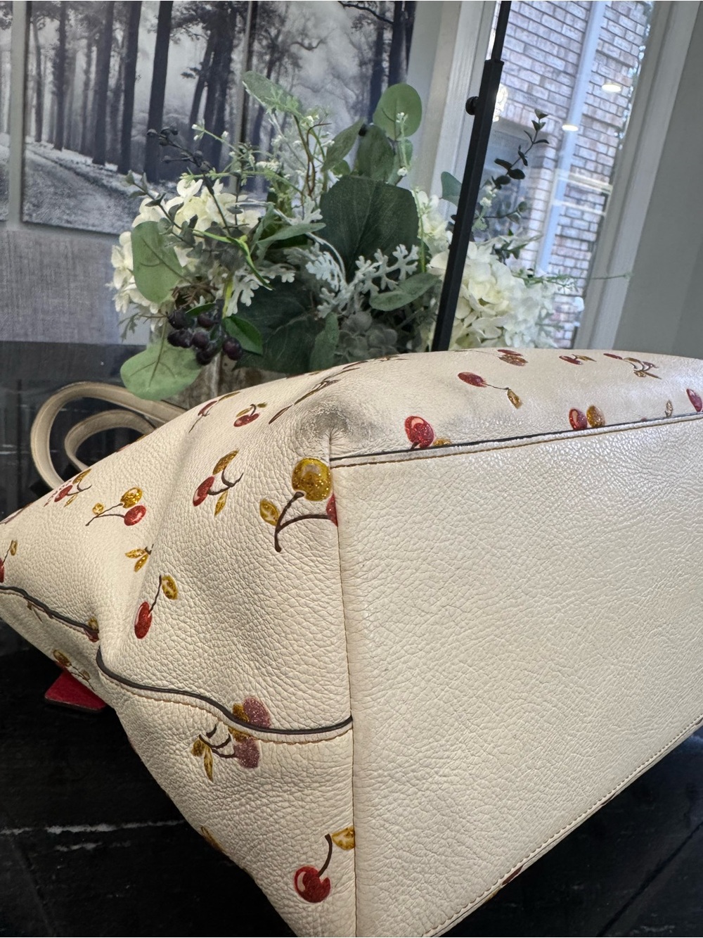 🍒COACH City Tote in Glitter Cherry Print Pebbled Leather (Style 27502) - Picture 10 of 16
